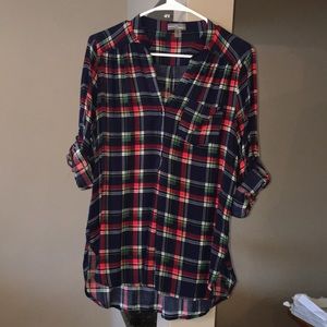 Sheer Plaid Top